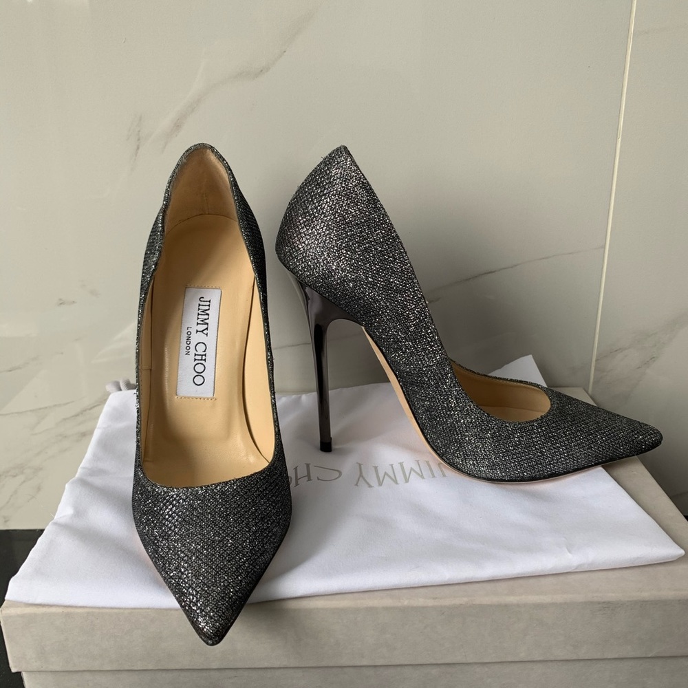 Jimmy Choo ANOUK lame glitter anthracite